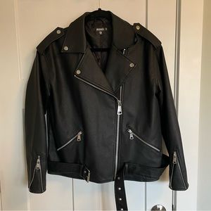 Faux leather oversized boyfriend leather jacket